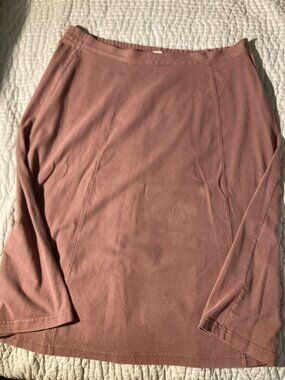 L.L. Bean 100% brushed cotton rose A-line skirt size XL